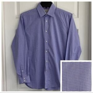 Ted Baker Endurance Dress Shirt Mens 15.5 34/35 Blue Checkered Long Sleeve‎